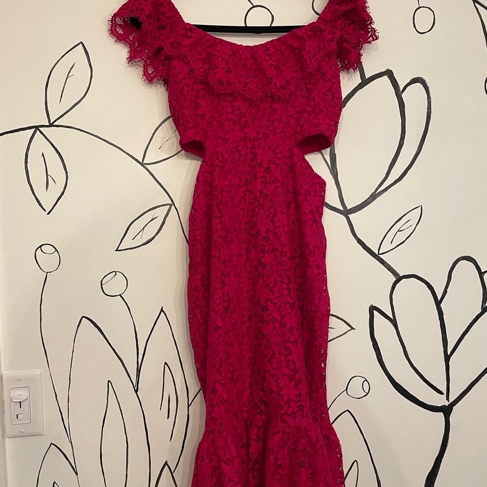 Express Vibrant Pink Lace Dress
